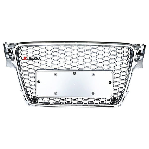 Audi RS4 Honeycomb Front Grille - Silver | (2009-2012) B8 A4/S4 - Rax Performance