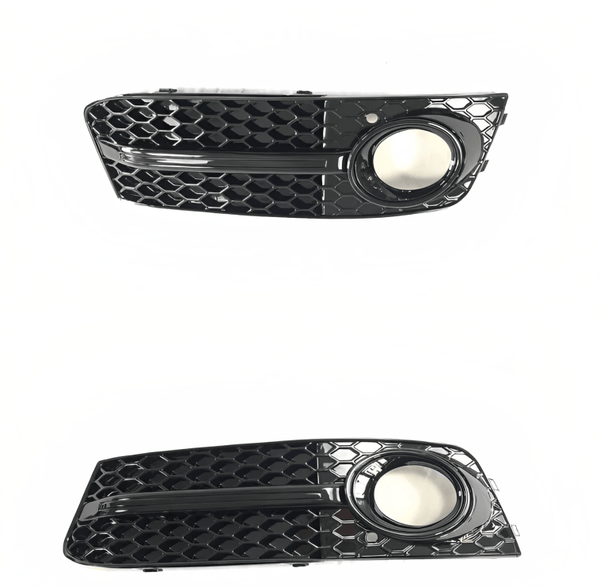 AUDI RS4 STYLE BLACK HONEYCOMB FRONT SIDE FOG LIGHT MESH GRILLES | (2009-2012) B8 A4 - Rax Performance
